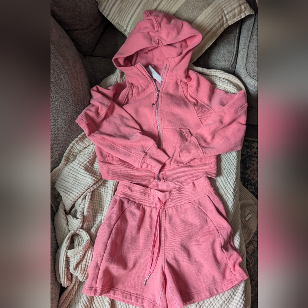 Lululemon Pink SET Zip Scuba And Shorts